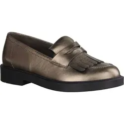 Paul Green Leder-Slipper in Braun/Gold, Größe 39 - Damen Schuhe Slipper aus hochwertigem Leder mit metallisch glänzender Oberfläche und rutschhemmender Laufsohle – ideal für stilvolle und bequeme Looks.