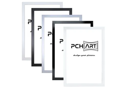 PCH[art] Bilderrahmen New Alaya - Weiß Schwarz Alu, 10x15 bis 90x120 cm - Ein moderner Bilderrahmen für Wand und Tisch, der zeitloses Ambiente schafft. Hergestellt aus nachhaltigen Materialien, ideal für Ihre schönsten Erinnerungen.