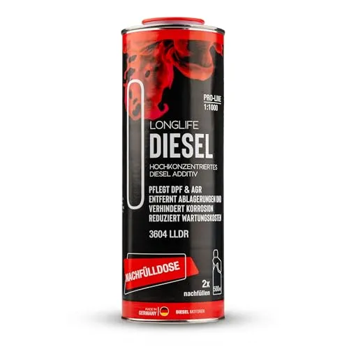 LIFETIME Longlife Diesel Additiv Konzentrat Pro-Line | Diesel Zusatz | Reicht für 20 Tankfüllungen | Diesel Reiniger I Diesel Systemreiniger I DPF Reiniger I Diesel Injektor Reiniger I 1.000ml