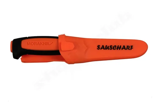 Morakniv Basic 546 "Sauscharf" Edelstahlmesser - Messerschärfer mit ergonomischem Griff und integrierten Fingerschutz für optimale Sicherheit. Perfekt ausbalancierte 9,1 cm Klinge aus rostfreiem Stahl für präzise Anwendungen.