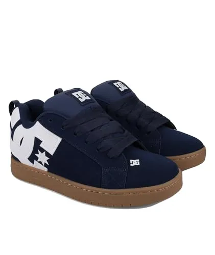 Sneaker DC SHOES "Court Graffik" in Navy/Gum, Gr. 12 (46) - Sportliche Lederschuhe für Männer mit atmungsaktiver Mesh-Zunge und unverkennbarer Pill-Pattern-Lauffläche für optimalen Komfort und Stil.