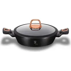 Berlinger Haus Black Rose niedriger Topf 3,8L Ø28cm - Universal-Kochtopf mit dreifacher Granitbeschichtung, energiesparend durch TURBO INDUCTION System und für alle Herdarten geeignet. Modernes Design in Schwarz mit Roségold-Akzenten.