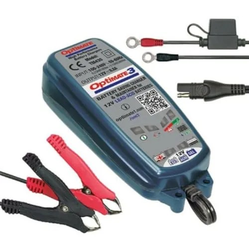 Tecmate OptiMate 3 Ladegerät - Autobatterien: Das bewährte All-in-One-Batterieladegerät für 12 V-Batterien, das automatisch diagnostiziert, rettet und lädt. Ideal für die langfristige Wartung und Sicherheit Ihrer Batterien.
