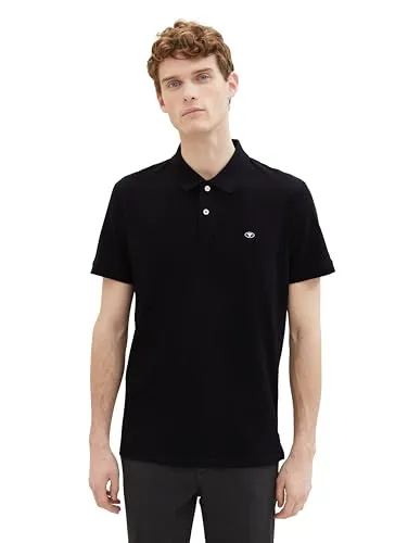 TOM TAILOR Herren Basic Piqué Poloshirt, 29999 - Black, XL