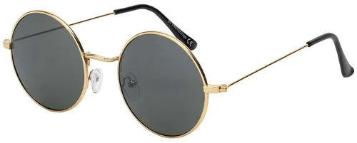 Herren Sonnenbrille Rund Form Designer 80er Modern Urlaub Sommer Strand 30559 Schwarz-Gold