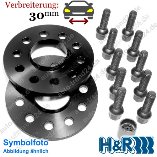 H&R ABE Spurverbreiterungs-Set schwarz 30mm für VW Golf VIII inkl. GTI - Spurverbreiterungen & Zentrierringe, verbessert die Fahrstabilität und das Handling für ein sportlicheres Fahrgefühl.