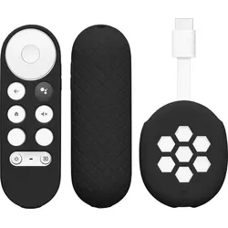 kwmobile 2x Hülle für Fernbedienung und Streaming Gerät kompatibel mit Google Chromecast 2020 4K (not for New-Generation) - Silikon Case Set fü... - Schwarz