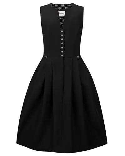 Stockerpoint Damen Elsa Midi Dirndl ohne Schürze, schwarz, 54 - Elegantes Midi Dirndl ohne Schürze für Damen, hochwertiger und pflegeleichter Stoff mit stilvollem Mieder und altsilbernen Knöpfen. Perfekt für besondere Anlässe und festliche Veranstaltungen.