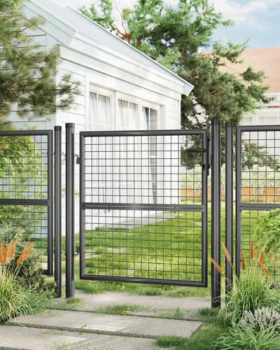 SONGMICS Gartentor aus verzinktem Stahl - abschließbar und robust - Zauntore aus verzinktem Stahl, ideal für Sicherheit und Langlebigkeit. Mit abschließbarem Mechanismus und stabilen Türpfosten für optimalen Schutz.