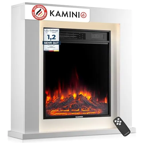 KAMINIO Elektrokamin MATTI - 3D-Flammeneffekt & Ambientelicht - Elektrokamin MATTI mit 1800W Heizung, modernem Design und sicherer Nutzung. Genießen Sie gemütliche Abende ohne Asche und Ruß, ideal für jedes Zuhause.