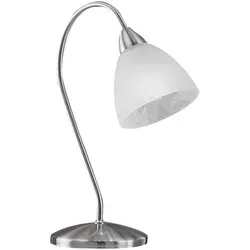 Eglo Tischleuchte 35 cm - Nickel & Alabaster - Moderne Tischleuchte aus Metall und Glas, 35 cm lang, mit praktischem Schalter, ideal für stilvolle Innenbeleuchtung im Büro oder Wohnzimmer.