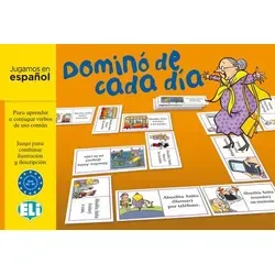Domino de cada día (Spiel) Niveau A2-B1 - Gesellschaftsspiel zur Verbesserung von Vokabeln und Grammatik für den Alltag, ideal für Sprachlerner auf Niveau A2-B1.