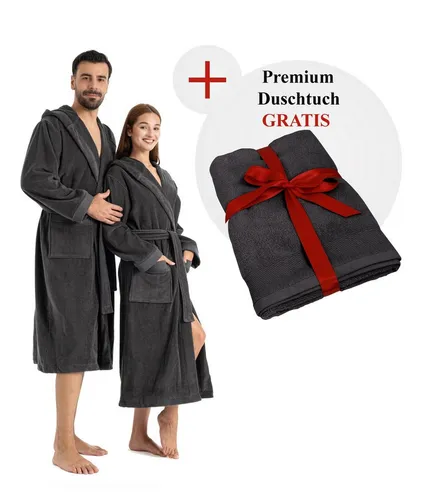 OTTO home Unisex-Bademantel Fenya, 330 g/m2 - Bademantel in Langform aus weichem Veloursfrottier, ideal für Sauna und Spa. Inklusive GRATIS Duschtuch (70x140 cm) für zusätzlichen Komfort.