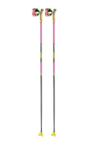 LEKI PRC 750 Langlaufstöcke 140 cm in Neonpink und Neongelb - Skistöcke aus leichtem Carbon mit nur 190g, ideal für Langläufer, die Wert auf Performance und Stil legen.