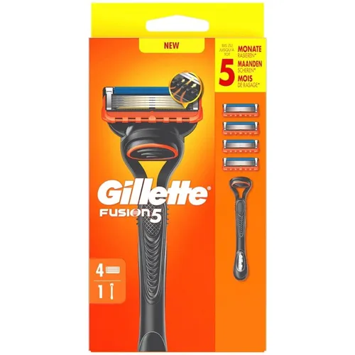 Gillette Fusion5 Rasierer für Männer, 1 Rasierer, 4 Ersatzklingen, mit Gleitstreifen für ein sanftes Gleiten und 5 Klingen für eine gründliche, langanhaltende Rasur