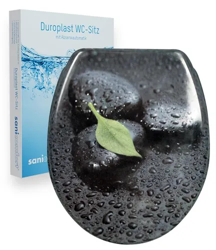 Sanicomfort WC-Sitz mit Absenkautomatik, Duroplast - Hochwertiger WC-Sitz aus Duroplast mit sanftem Schließen dank Soft-Close-Technologie. Ideal für hygienische Badezimmer und passend für alle handelsüblichen WC-Becken.