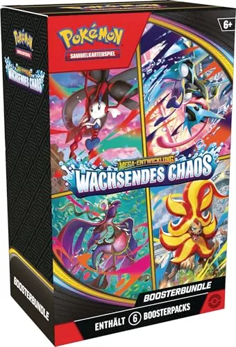 Pokémon TCG – ME04 Wachsendes Chaos Boosterbundle – DE - Entdecken Sie das Pokémon TCG mit diesem spannenden Boosterbundle. Ideal für Sammler und Spieler, um Ihr Deck zu erweitern und strategische Züge zu verbessern. Für Kinder ab 6 Jahren.