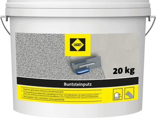 Sakret Buntsteinputz rot-braun 20 kg - Mörtel, Putz, Zement & Gips - Hochwertiger, dekorativer Putz in rot-braun für ansprechende Oberflächen und kreative Gestaltung.
