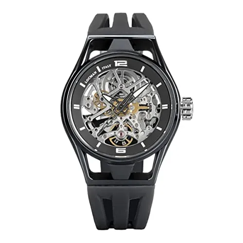 Locman Montecristo Skeleton Automatik Herrenarmbanduhr - Elegante Herrenuhr von Locman mit 42 mm Gehäuse aus Stahl und PVD-beschichtetem Titan. Wasserdicht bis 10 ATM, ideal für jeden Anlass. Lieferung in hochwertiger Uhrenverpackung.