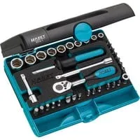 Hazet Steckschlüssel 853-1, 36-teilig, 5,5-14mm - Werkzeug-Set mit 36 Teilen, inklusive Safety-Insert-System und praktischem Kunststoffkoffer. Ideal für präzise Arbeiten und vielseitige Anwendungen.
