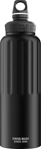 Sigg - Alu Trinkflasche - Sportflasche WMB Traveller Schwarz - Klimaneutral Zertifiziert - kohlensäurehaltige Getränke - Auslaufsicher - Federleicht - BPA-frei - Outdoor, Sport & Fitness - 1,5L