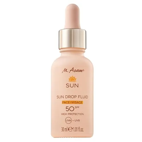 M Asam SUN Drop Fluid LSF 50 – Pflege-Sonnenschutzserum für Gesicht - Sonnenschutzmittel mit LSF 50, schützt vor UVA-/UVB-Strahlen und vorzeitiger Hautalterung. Enthält Aloe Vera & Hyaluron für intensive Feuchtigkeit und ist ideal für sensible Haut.