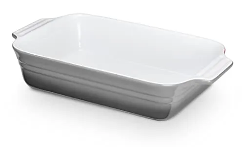KHG Auflaufform mittelgroß 34 cm mit 1,75 Liter in Grau für 3-4 Personen | Ofenform aus Keramik Steingut rechteckig & kratzfest | Backform für Lasagne Tiramisu Aufläufe & mehr