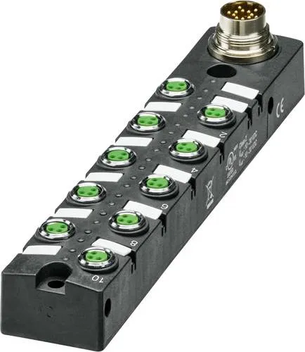 Phoenix Contact Verteilerbox SACB-10/3-L-#1197585 - Verteilerbox mit 10 Sensor-/Aktor-Steckplätzen, IP67 Schutzart, ideal für anspruchsvolle Anwendungen. Robuste Bauweise und zuverlässige Leistung bei Temperaturen von -20 bis 80 °C.