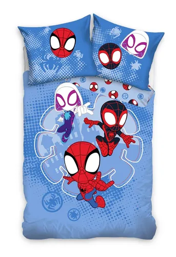 Carbotex Spidey Wendebettwäsche Set 135x200 cm - Bettwäsche-Set für Kinder, Jugendliche und Erwachsene aus 100% Baumwolle, Oeko-Tex zertifiziert, waschbar bei 60 Grad – ideal als Geschenk zu besonderen Anlässen!