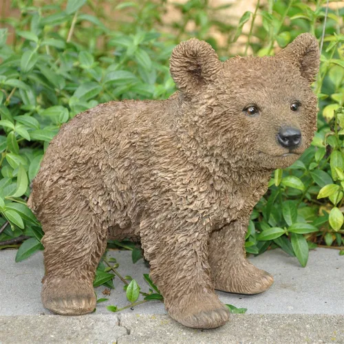 dazikemo Gartenfigur Dekofigur Braunbär - Figuren aus Kunststein, detailgetreu und wetterfest, ideal für Teich- und Beetdekoration, bringt lebendige Natur ins Gartenambiente.