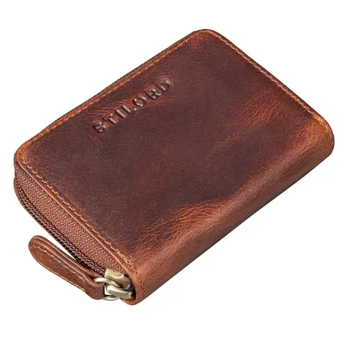STILORD 'Luxor' Premium Kreditkarten-Etui aus Echt-Leder - Herren-Geldbörsen mit RFID Schutz, stilvolles Vintage Design und praktisches Münzfach für maximale Sicherheit und Ordnung.