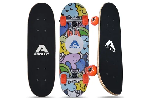 Apollo Skateboard Kinderskateboard 20" Fluffy - Skateboard für Kinder ab 3 Jahren, ideal zum spielerischen Erlernen des Skateboardens. Leicht und stabil mit symmetrischem Shape und buntem Grafikdesign.