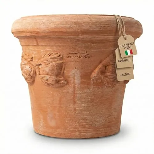 Terrakotta Pflanztopf Limoni Toscana 25cm - Garten-Zubehör, frostfester Blumentopf aus hochwertiger Terrakotta, ideal für Innen- und Außenbereich, perfekt für eine Vielzahl von Pflanzen wie Aloe Vera und Orchideen.