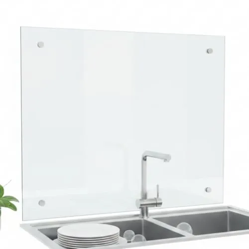 Mucola Küchenrückwand Glas 100x50 cm Klarglas – Robuster Spritzschutz für die Küche - Hochwertige Küchenrückwand aus 6 mm Sicherheitsglas, kratzfest und hitzebeständig. Ideal als Spritzschutz hinter Herd und Arbeitsfläche. Inkl. Edelstahl-Befestigungsset für einfache Montage.