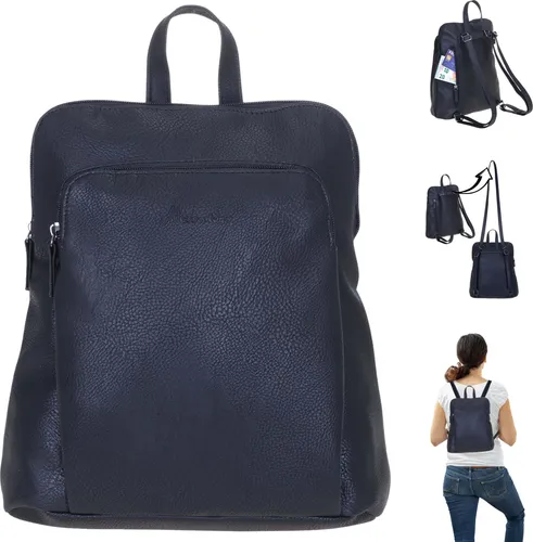 Kleiner Damenrucksack Alessandro Fiore aus Kunstleder - Schwarz - Stylischer Rucksack für Damen, wasserabweisend und wandelbar zum Schultergurt. Inkl. Geheimfach und Schlüsselbörse für optimale Sicherheit und Komfort.