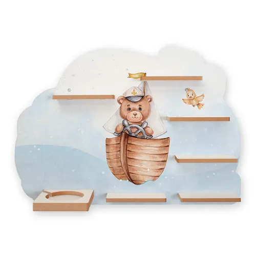 Tonie Regal „Kapitän Teddy“ - für Toniebox & Tonies - Regal für Kinderzimmer mit 7 Fächern, inkl. 40 Metallplättchen zur sicheren Aufbewahrung von Tonies. Ideal für kreative Ordnung und ein liebevolles Tier-Thema.