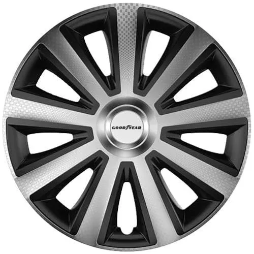 Goodyear Radzierblende Memphis Carbon 38 cm - 16 Zoll schwarz silber (4 Stk) - Radkappen & Stahlfelgenringe, stilvolles Design in Schwarz und Silber, schützt Ihre Räder und verleiht Ihrem Fahrzeug einen eleganten Look.