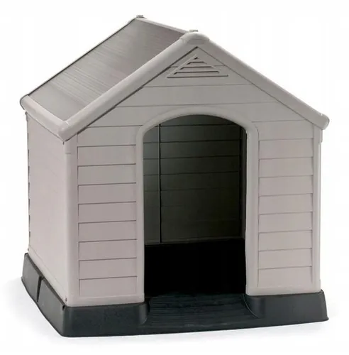 Curver Hundehütte grau - wasserdicht & UV-beständig - Robuste Hundehütte aus 85% Recyclingmaterial, ideal für große Hunde. Mit erhöhtem Boden und Lüftungsöffnungen für optimalen Komfort und einfache Pflege.