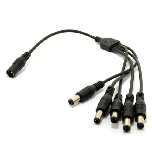 kenable DC Strom Kabelverteiler Y-Adapter 5 Wege Adapter 2,1 mm Videoüberwachung CCTV 12v PSU Zum 5 Kamera Kabel [5 Way]