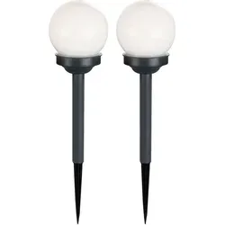 2er Set LED Solar Lampen Kugel Design für Garten und Wegbeleuchtung - Moderne Stehleuchten im Kugeldesign, ideal für Garten und Terrasse. Mit Lichtsensor und solarbetriebener Energieversorgung für umweltfreundliche Beleuchtung.