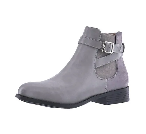 Elara Damen Stiefeletten mit Schnalle & Reißverschluss Chelsea Boots Chelseaboots