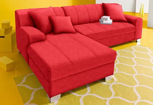 DOMO collection Ecksofa Turah mit Zierkissen, modern und vielseitig - Ecksofa in L-Form, wahlweise mit Bettfunktion, bietet geräumigen Komfort und stilvolle Steppung für entspannte Stunden im Wohnraum.