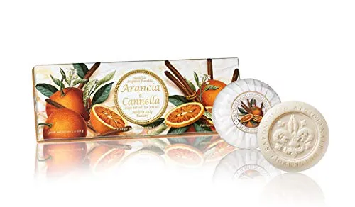 Saponificio Artigianale Fiorentino, Pflanzenseife Orangen- und Zimtduft 3er Pack 3 x 100 Gramm