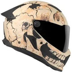 Bogotto Rapto Skull Helm, beige, Größe L für Männer - Motorradhelm mit kratzfestem Visier und Vorbereitung für Pinlock, ideal für Sicherheit und Komfort beim Fahren.