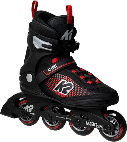 K2 ASCENT 80 M Inline Skate black red - Größe 42,5, ideal für Einsteiger mit Komfort und Stabilität
