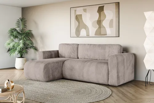 OTTO home Ecksofa Zacharia wahlweise Schlafsofa mit Bettkasten, B/T/H 250/166/86 cm, L-Form mit Wellenunterfederung, Recamiere beidseitig montierbar