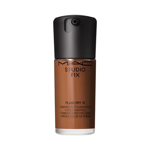 Mac Foundation Fluid SPF 15 - 24h Matte Foundation mit Öl-Kontrolle - Make-up mit SPF 15 für langanhaltendes, mattes Finish und intensive Hautpflege dank Zucker- und Rotalgenextrakt. Ideal für einen perfekten Teint.