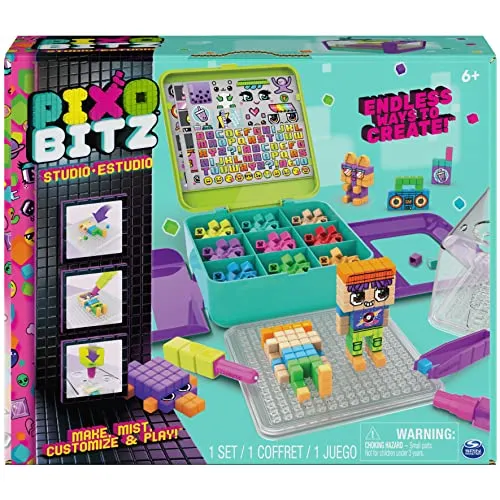Pixobitz Sprühperlen Studio - Cooles 3D Bauen mit würfelförmigen Pixo-Perlen und etwas Wasser, nominiert für Top 10 Spielzeug 2022, ab 6 Jahren