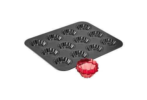Betty Bossi Backblech Törtchen mit Ausstecher - Backblech aus kratzfestem Metall mit Antihaft-Beschichtung, ideal für perfekte Törtchen. Inkl. Rezeptbüchlein für kreative Backideen.