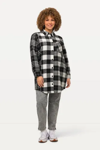 Ulla Popken Damen Karo-Shacket - Funktionsjacken, vielseitig kombinierbar als Shirt oder Jacket, mit modischem Karo-Mix und praktischem Hemdkragen